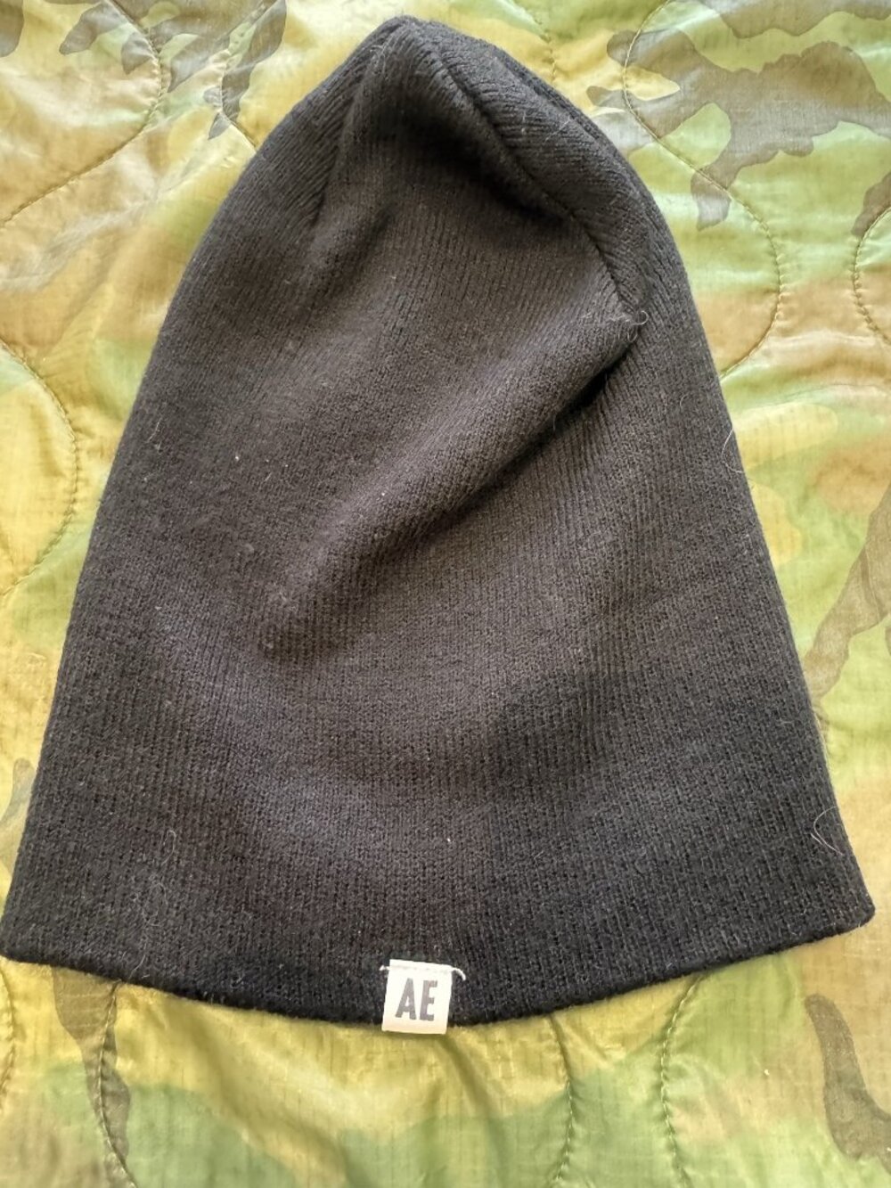 American Eagle Black Knit Slouch Beanie - One Size